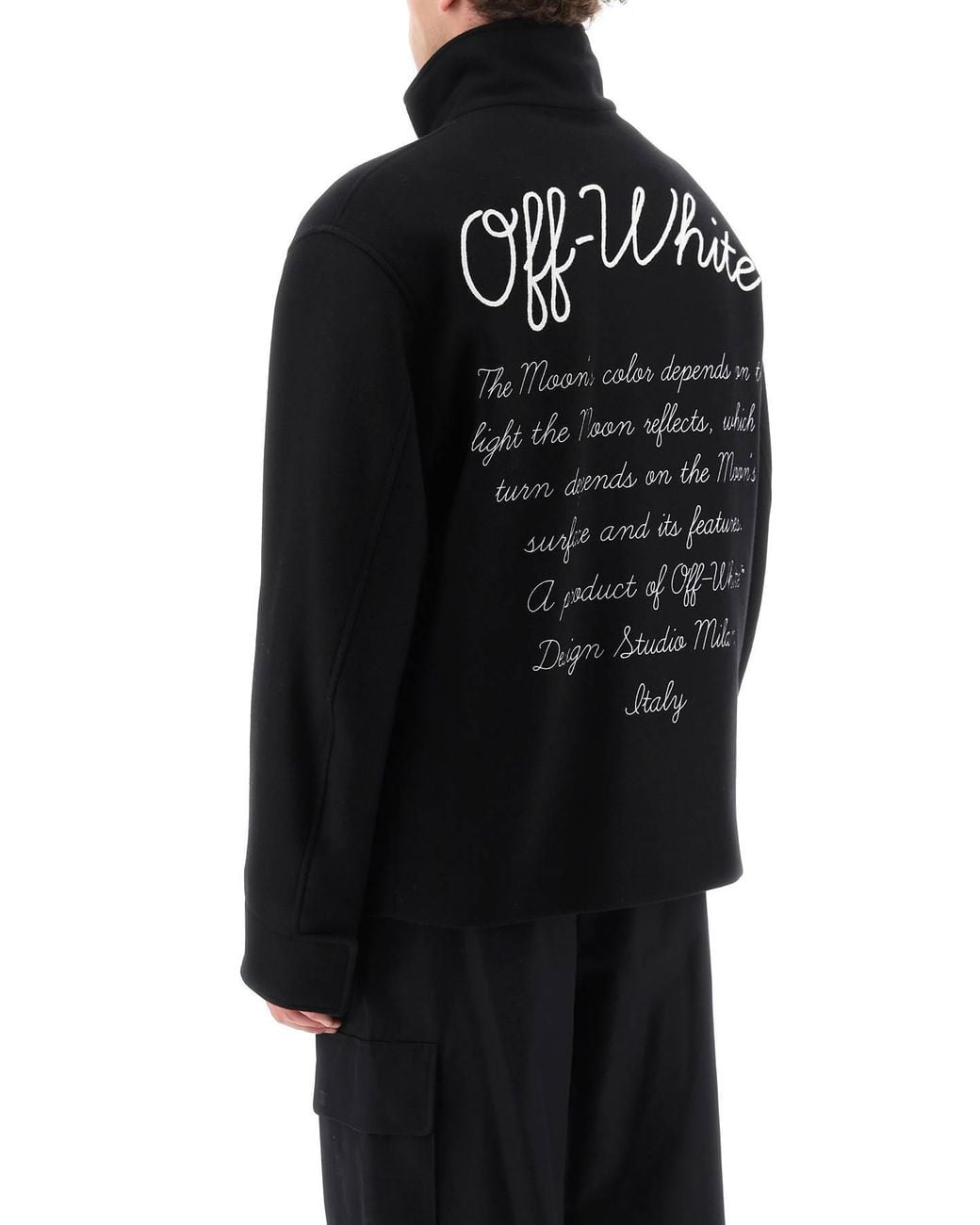 Off-White c/o Virgil Abloh Black Graphic Printed Buttoned Jacket for men