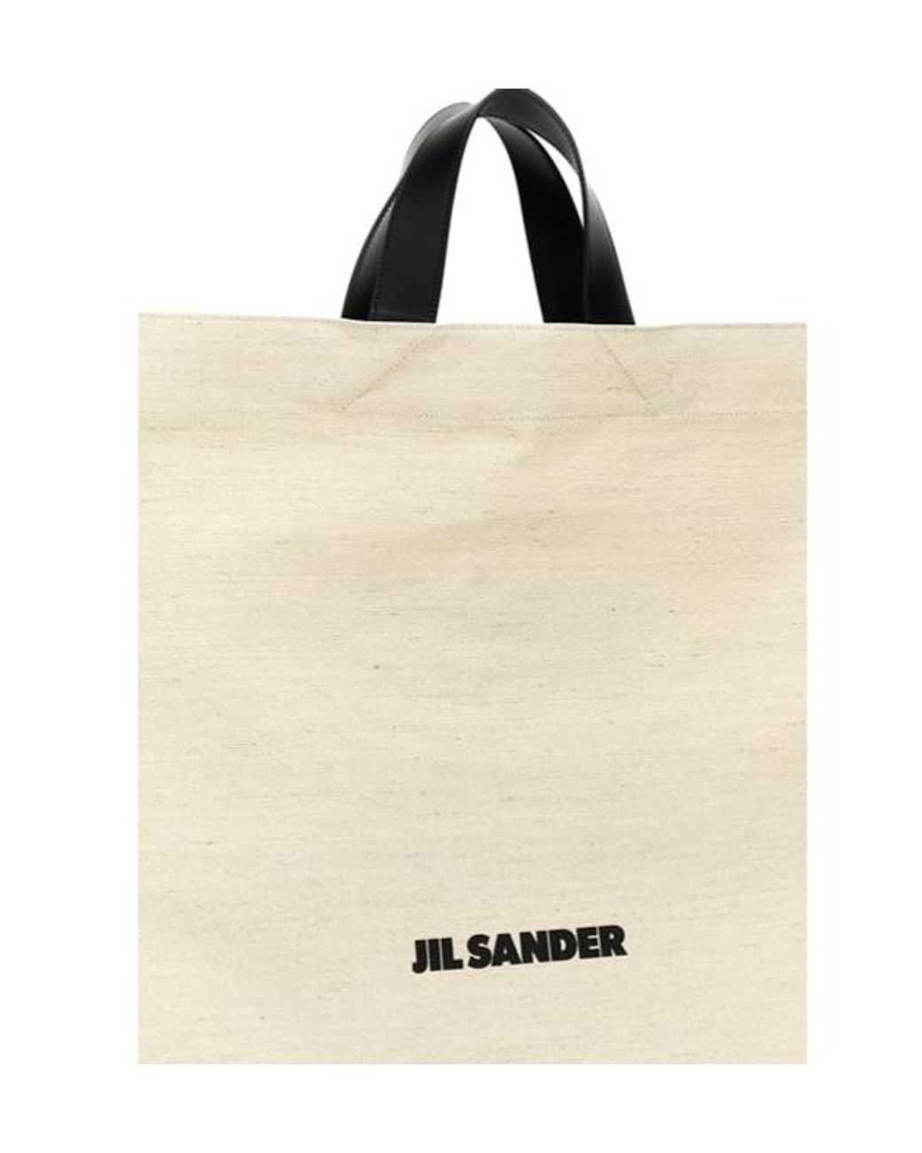 Jil Sander Natural Logo Printed Border Book Tote Square Shopping Bag