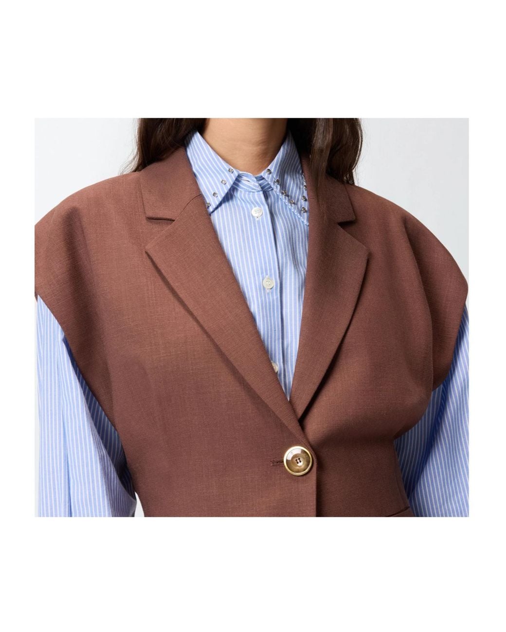 Pinko Brown Single-Breasted Sleeveless Blazer