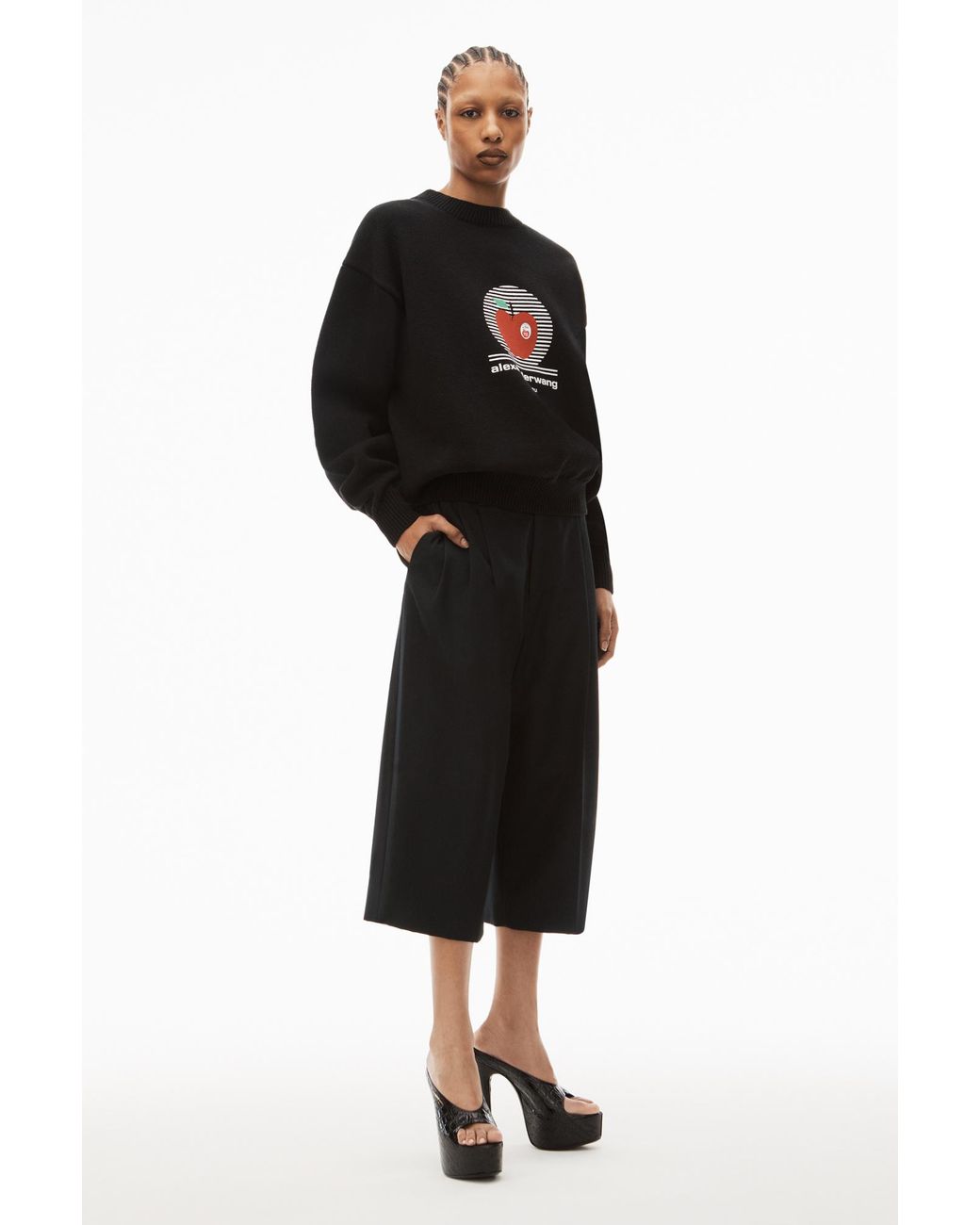 Alexander Wang Black Logo Printed Crewneck Jumper
