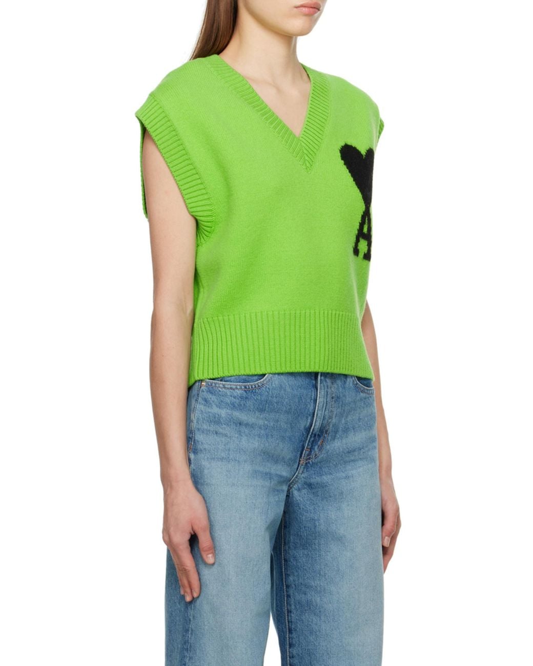 AMI Green Ami De Coeur Knitted Vest for men