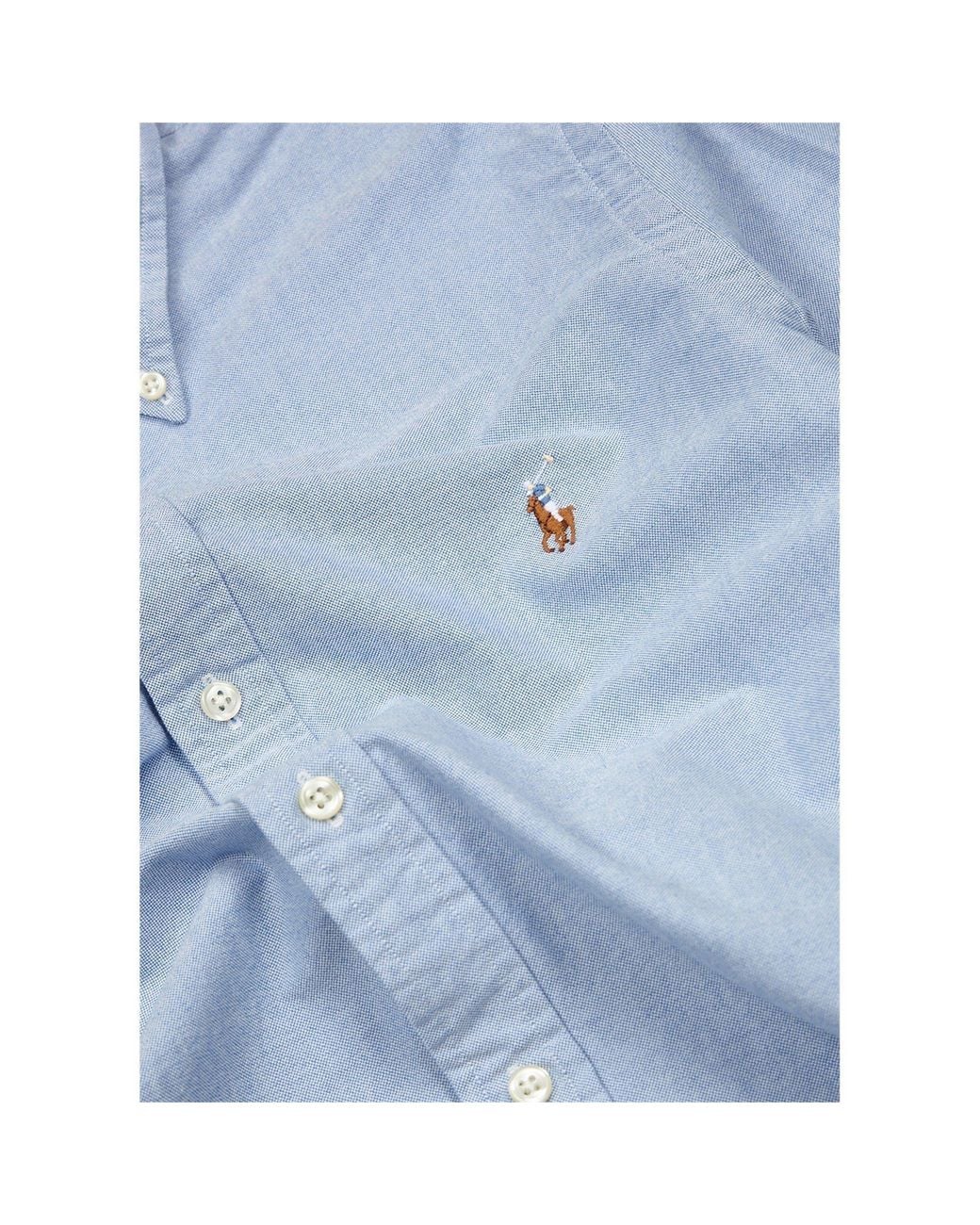 Polo Ralph Lauren Blue Fitted Oxford Cotton Shirt for men