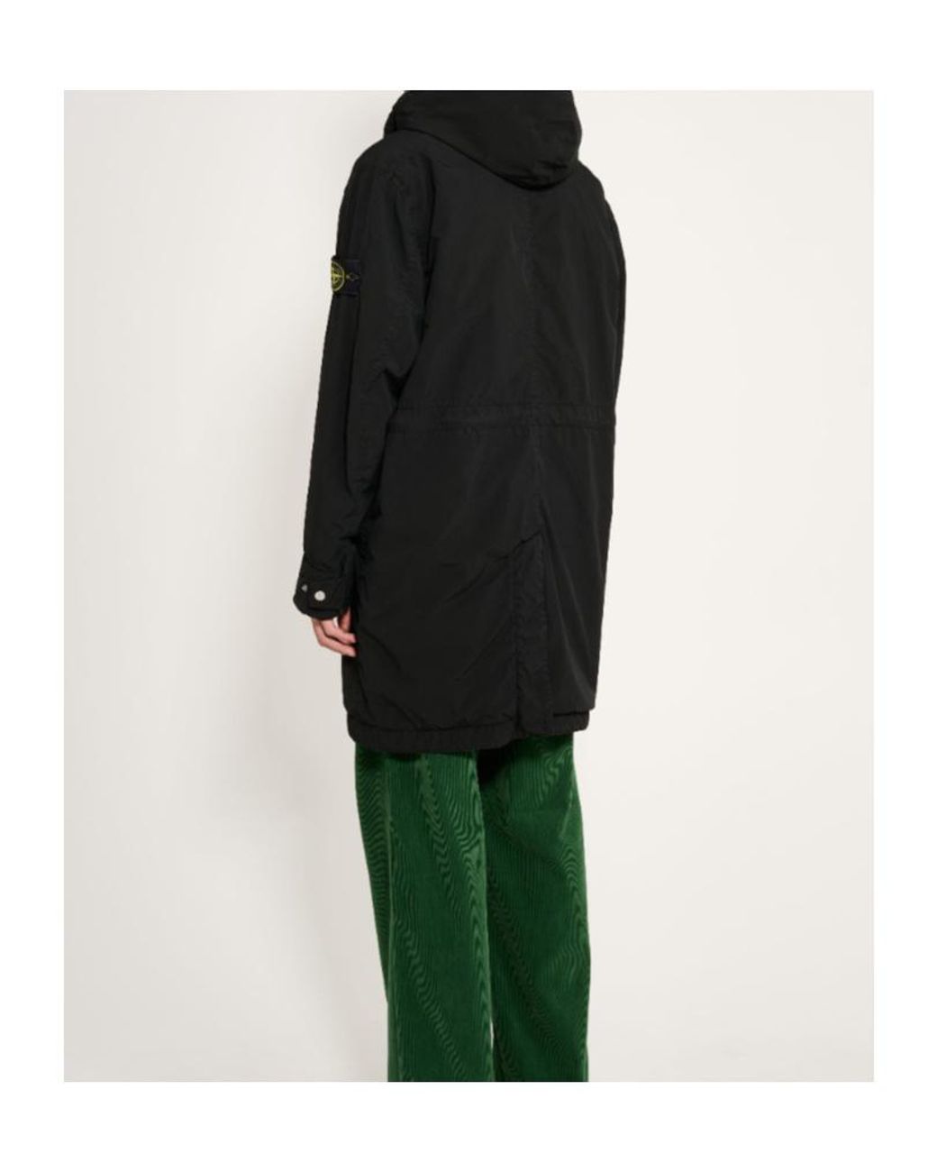 Stone Island Black Long Hooded Parka for men
