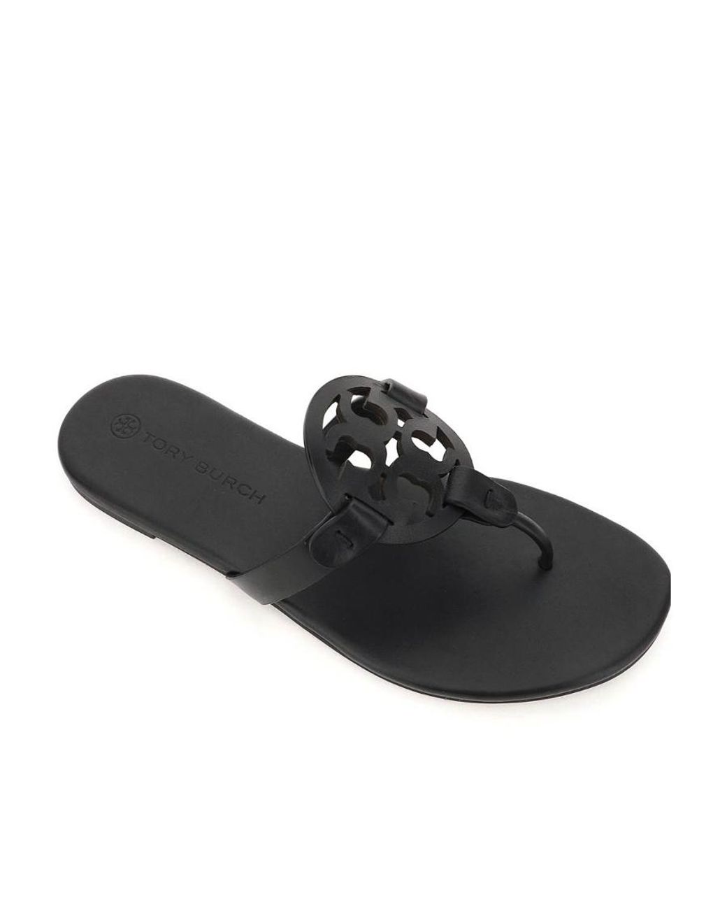 Tory Burch Black Miller Soft Logo-Plaque Sandals