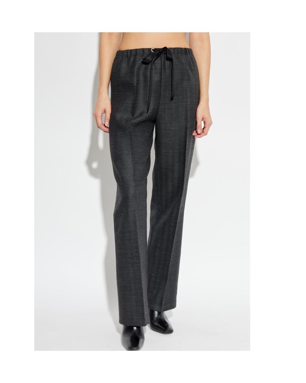 Forte_forte Gray Herringbone Pattern Trousers for men