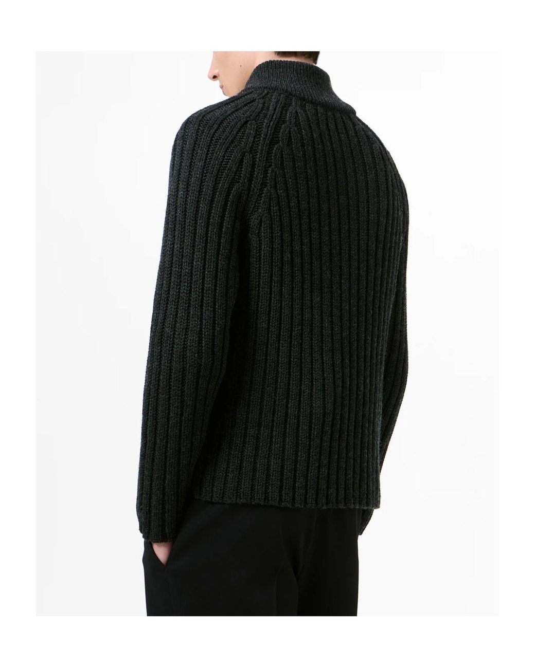 Our Legacy Black Ultra Zip Funnel Knitted Sweater for men