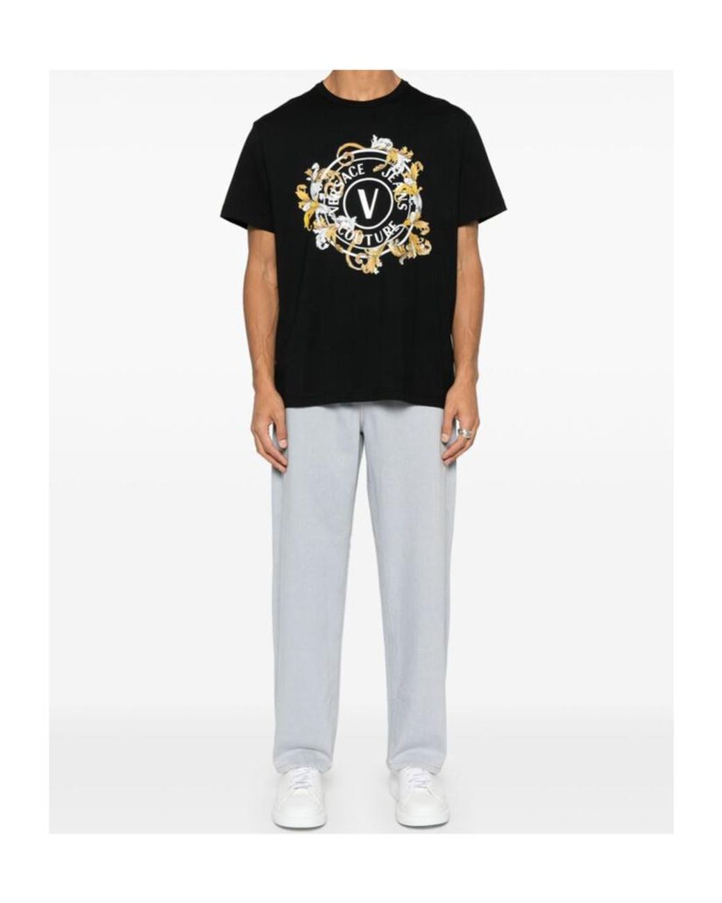 Versace Jeans Black Couture Baroque Logo T-Shirt for men