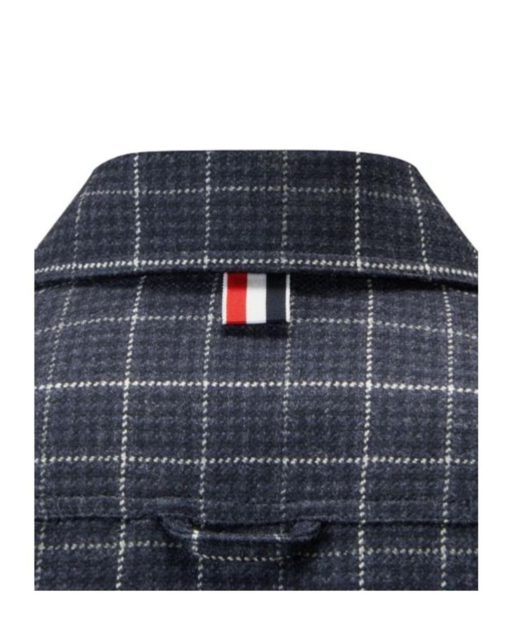 Thom Browne Blue Windowpane Houndstooth Teviot Tweed Jacket