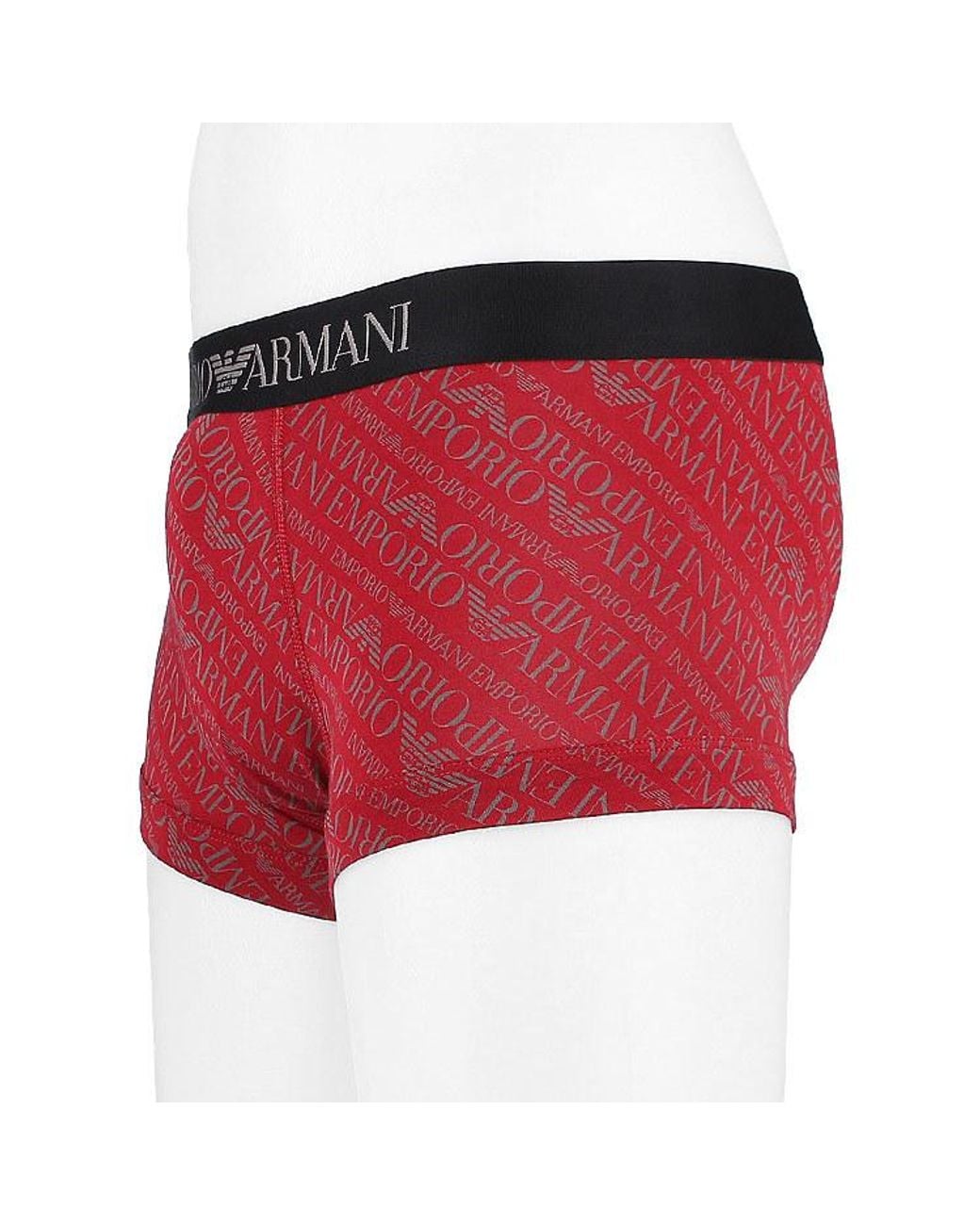 Emporio Armani Red Elastic-Waist Trunks for men