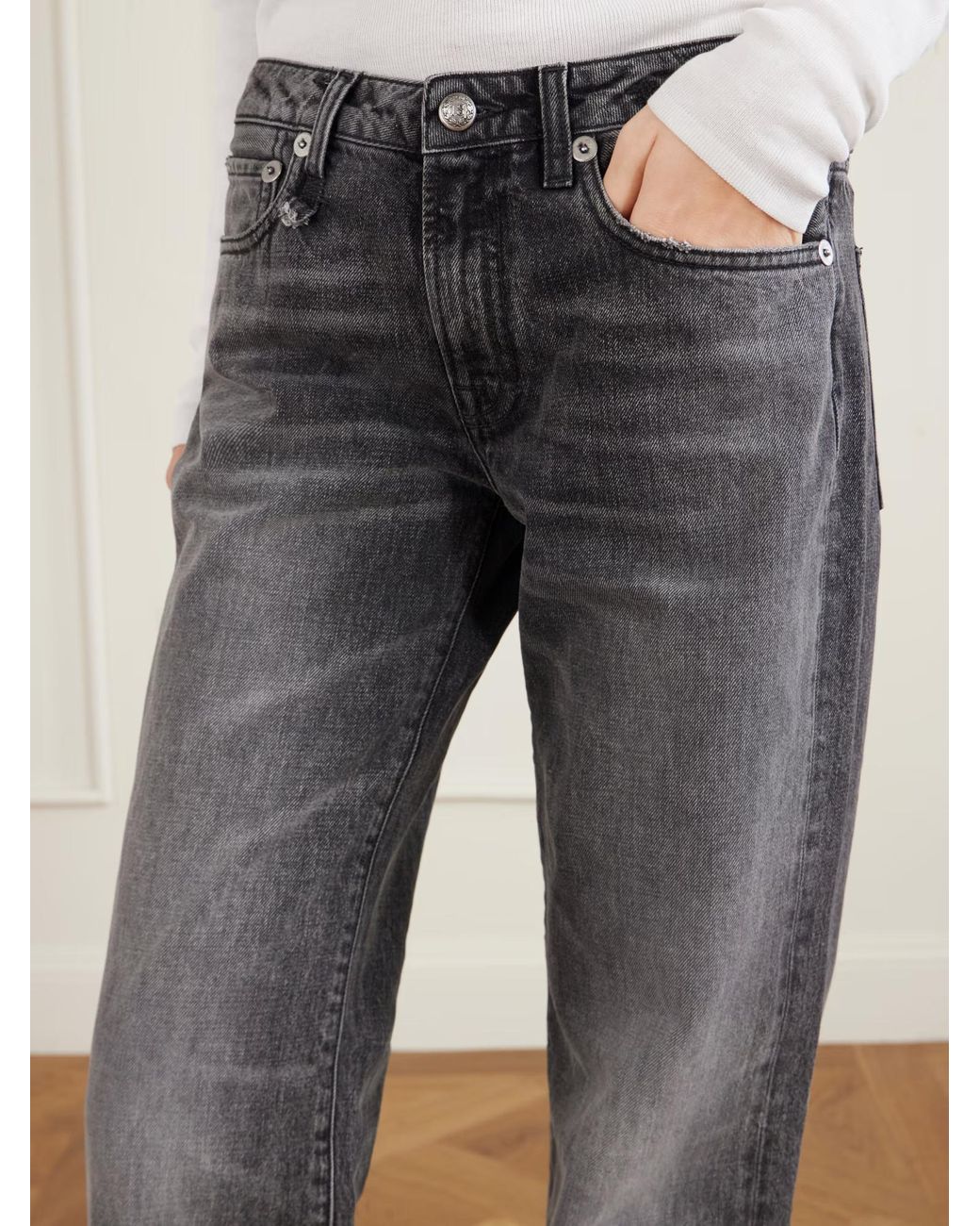 R13 Gray Effie Faded-Effect Jeans