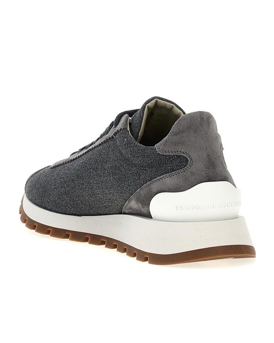 Brunello Cucinelli Gray Monile-Detailed Low-Top Sneakers
