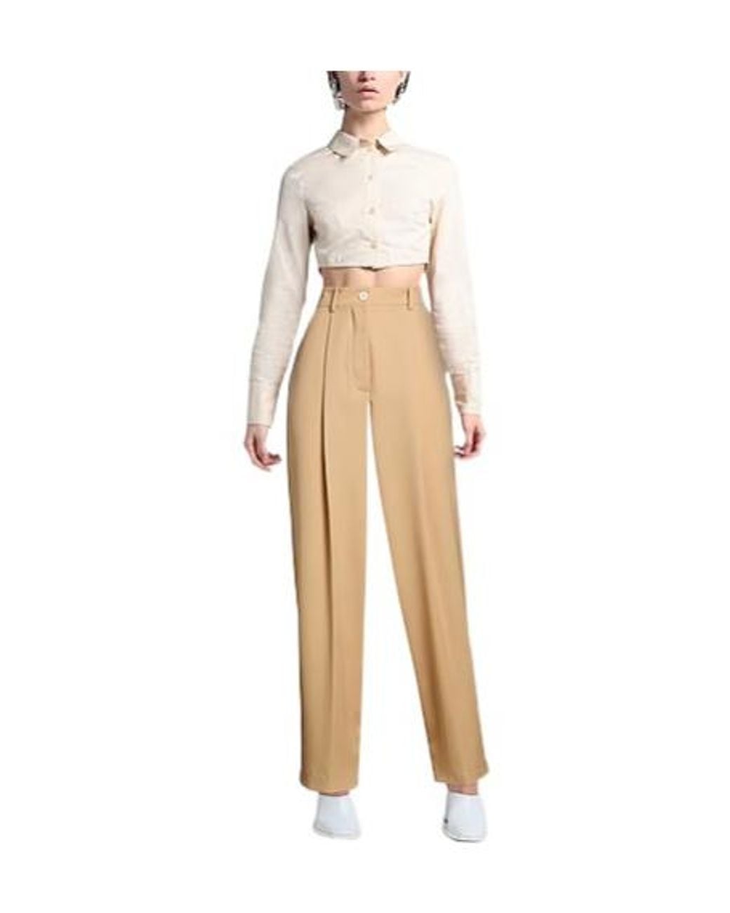 Marni Natural High Waist Loose Wool Pants