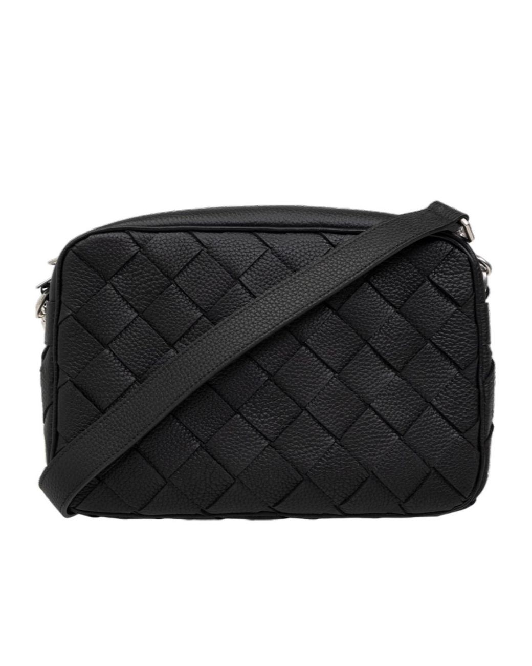Bottega Veneta Black Intrecciato Medium Shoulder Bag for men