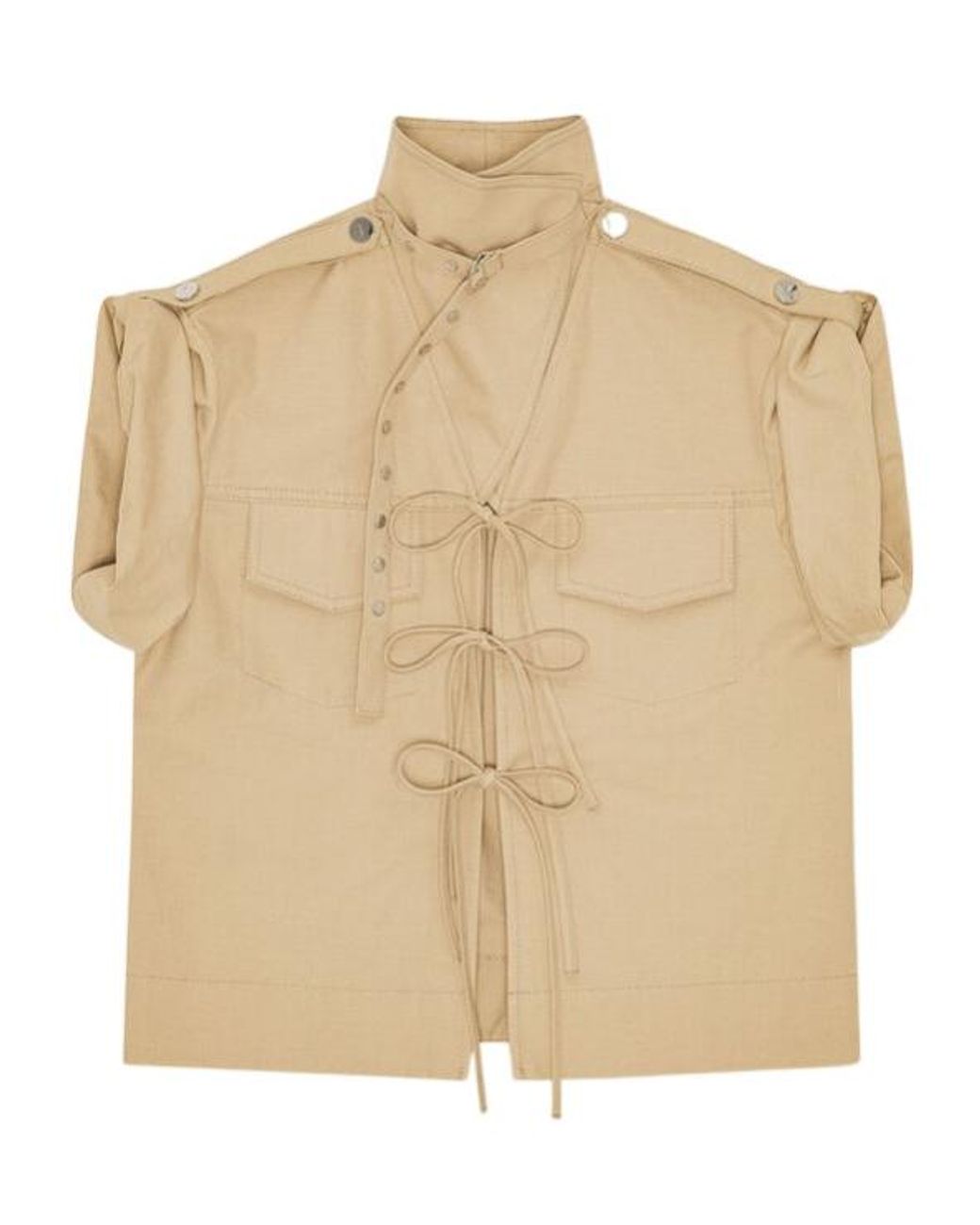 Ganni Natural Lace-Up Blouse