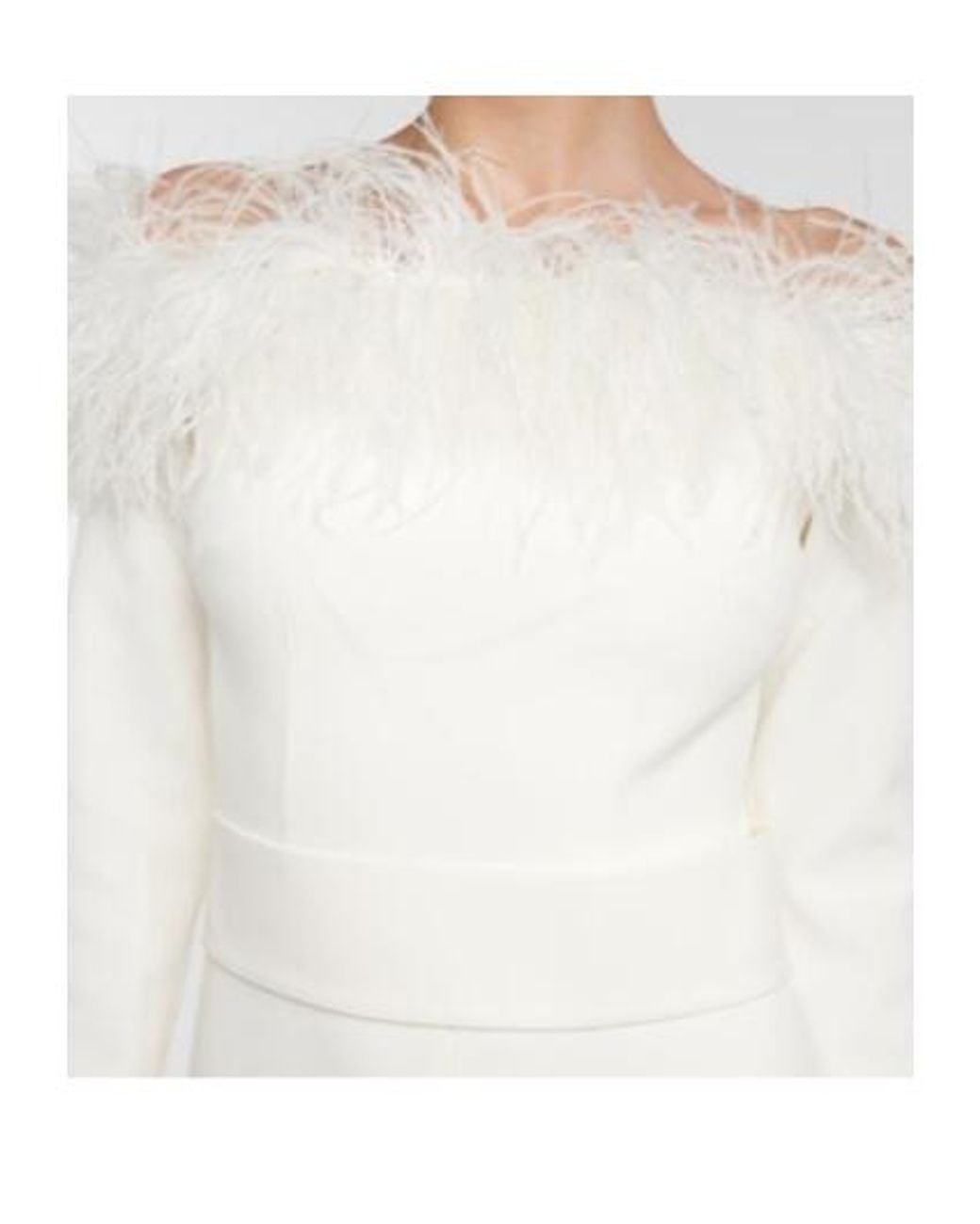 Safiyaa White Feather-Trimmed Jumpsuit