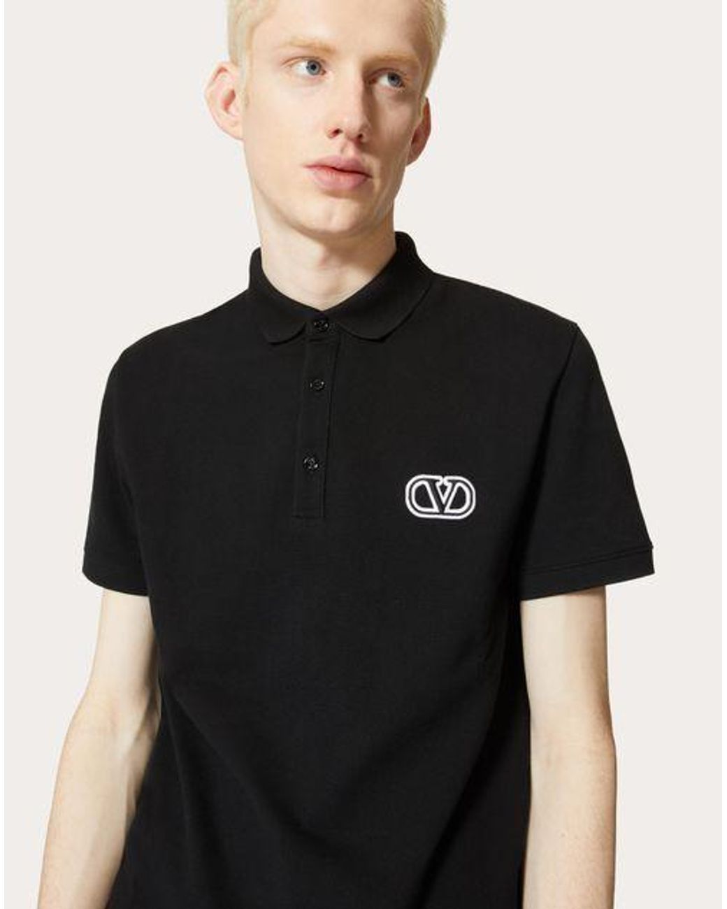 Valentino Black Vlogo Signature Short-Sleeved Polo Shirt for men