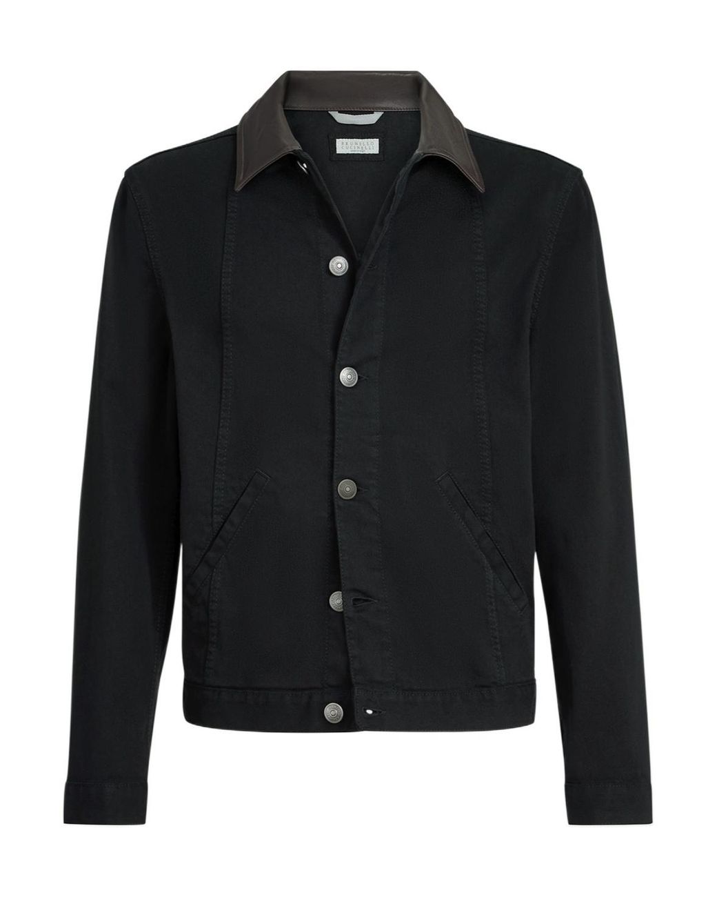Brunello Cucinelli Black Garment-Dyed Outerwear Jacket for men