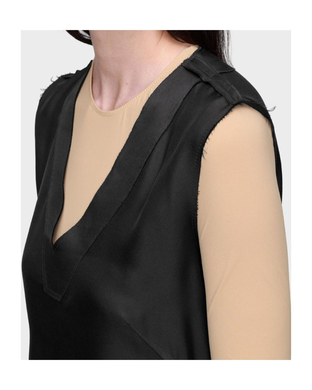 Maison Margiela Black V-Neck Midi Dress