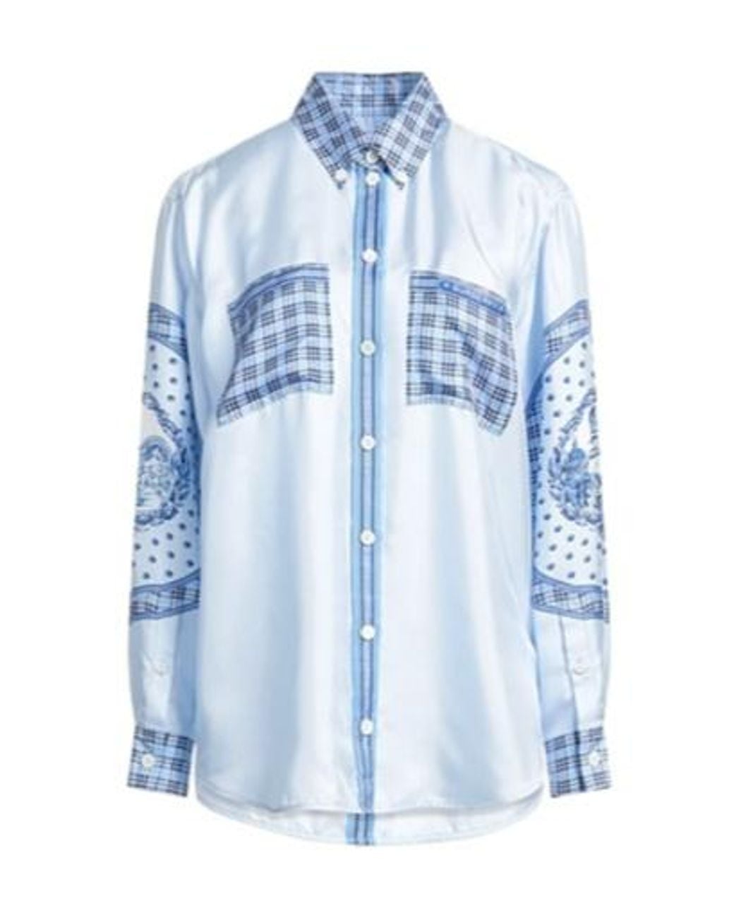 Burberry Blue Two-Color Satin Shirt