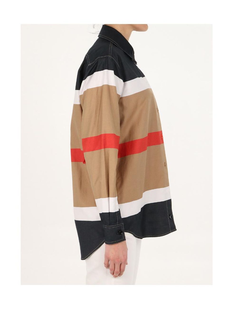 Burberry Black Stripe Pattern Button-Up Shirt