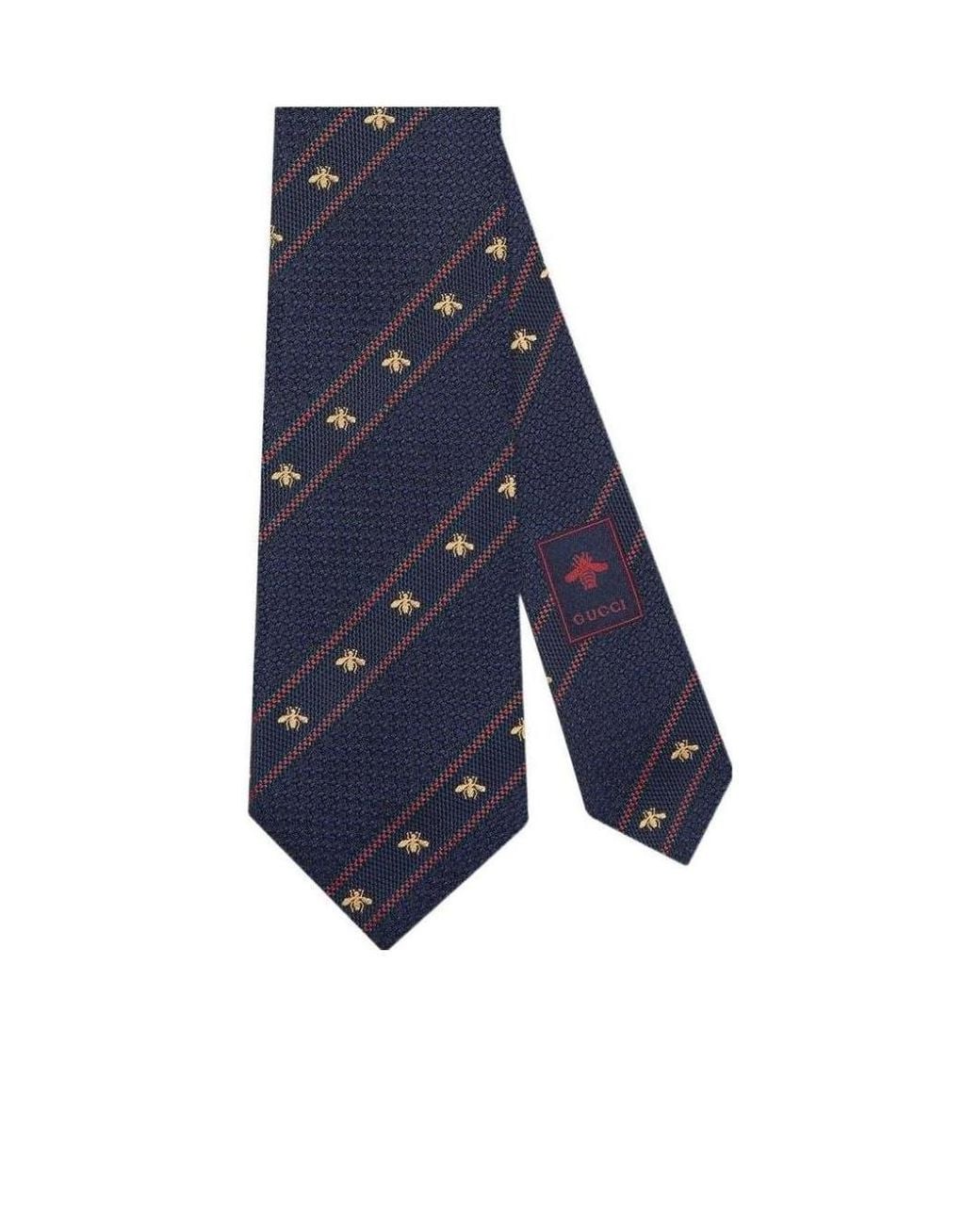 Gucci Blue Bee Motif Tie for men