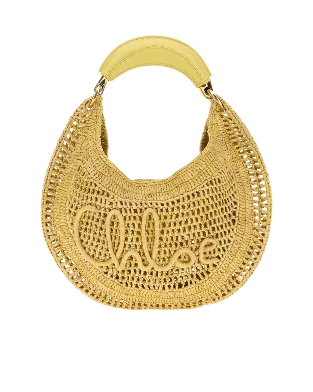Chloé Metallic Chloé Summer Banana Woven Top Handle Bag