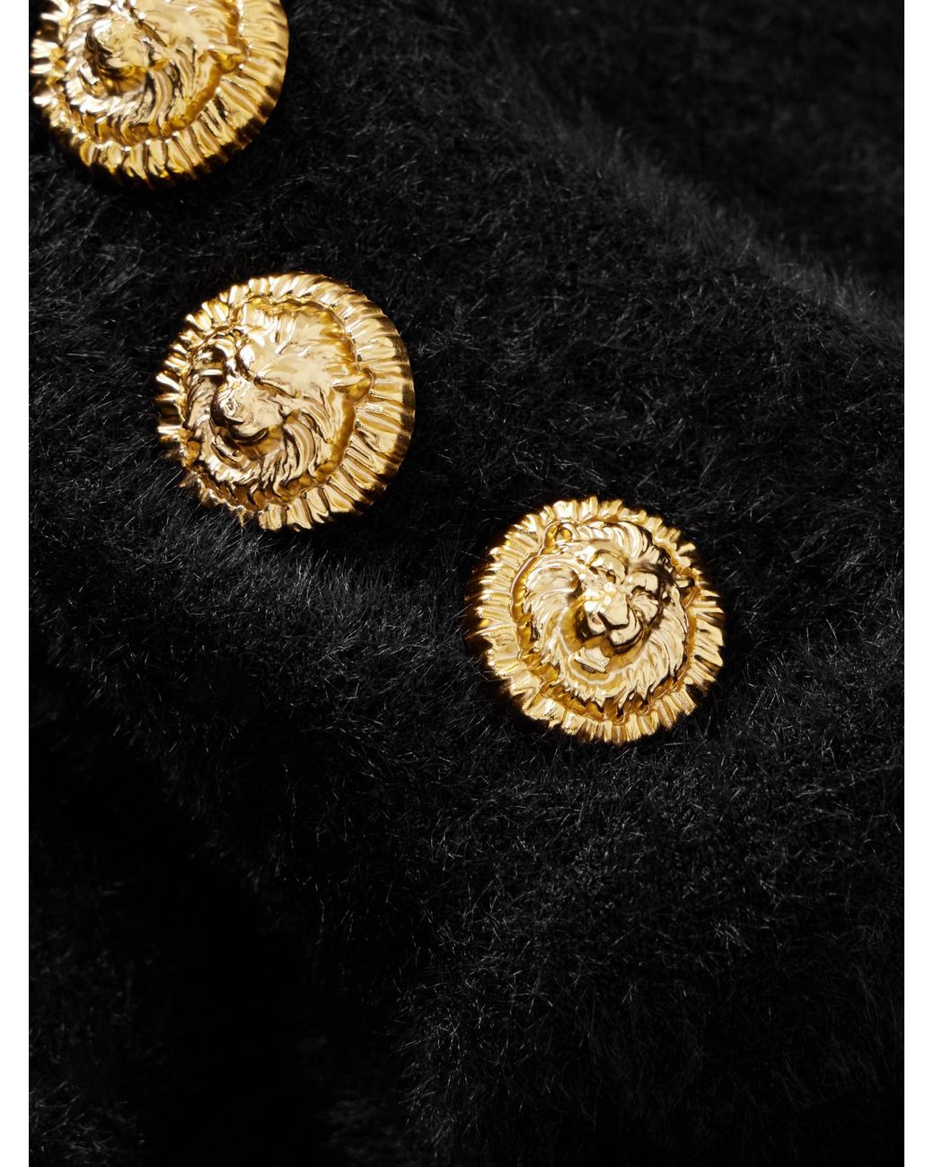 Balmain Black Button-Embellished Long-Sleeve Dress