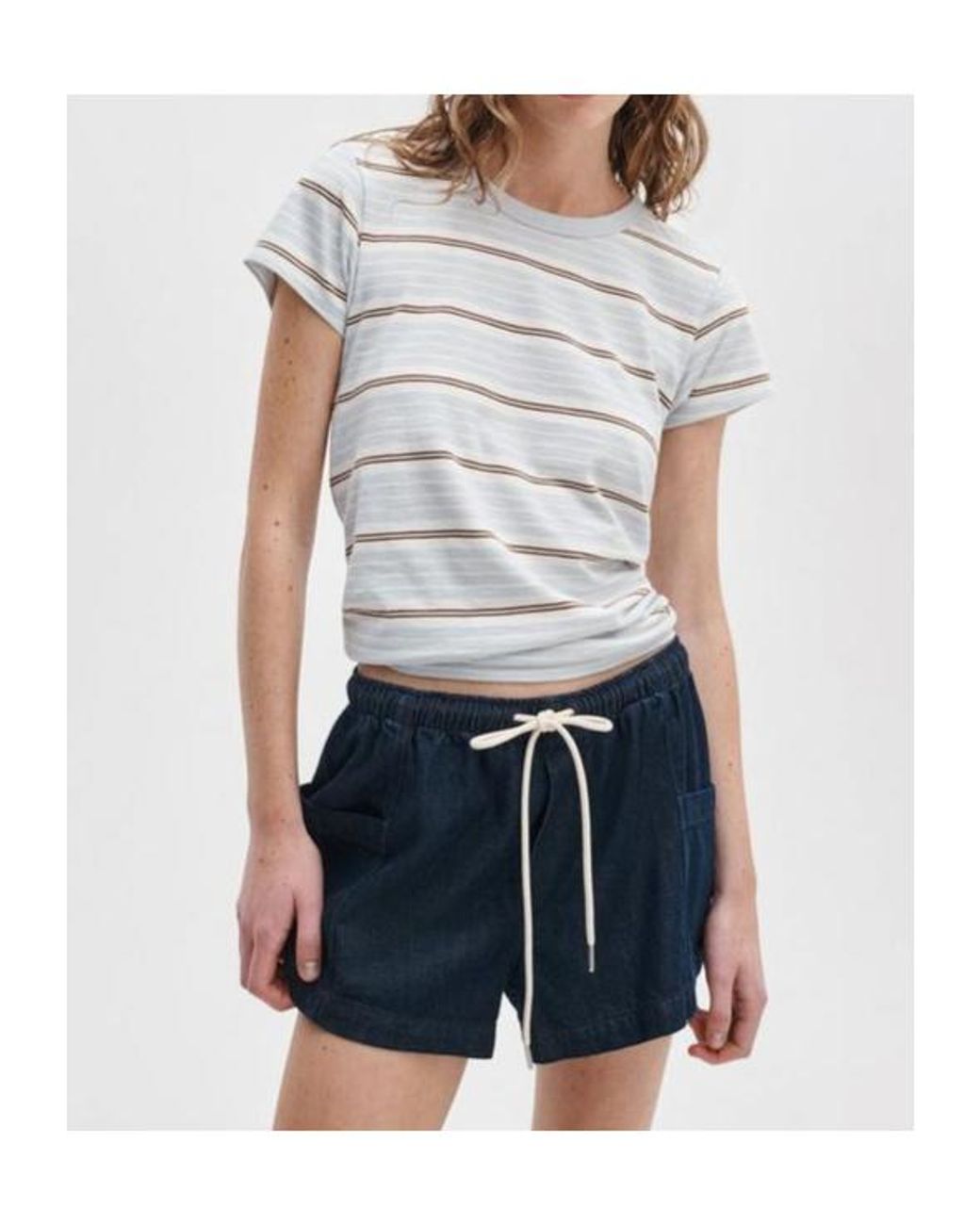 Rag & Bone White Coarse-Knit Striped T-Shirt