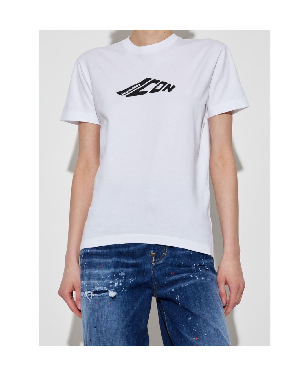 DSquared² White Logo Printed Crewneck T-Shirt