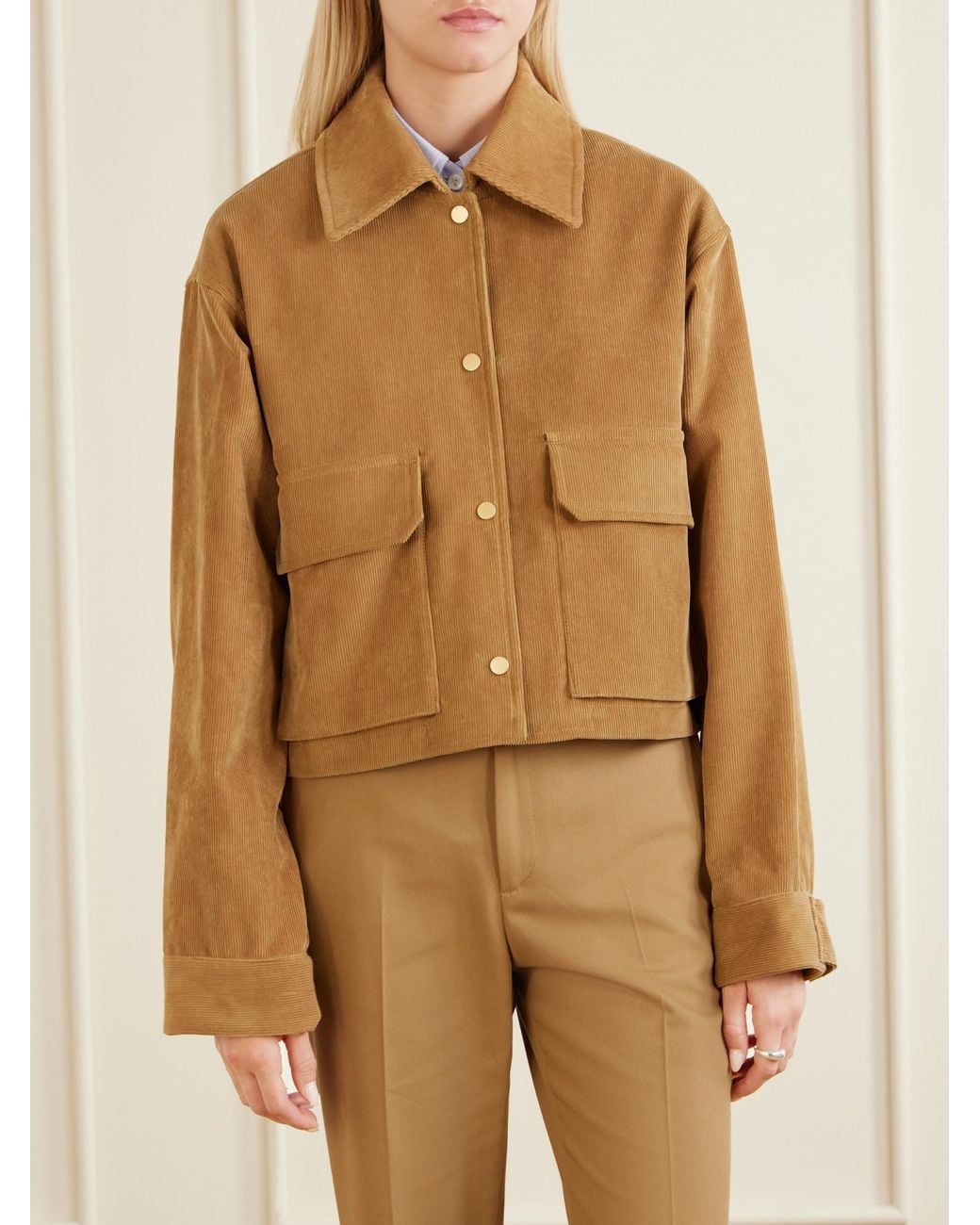 Maria McManus Brown Organic Cotton Ribbed Cropped Jacket