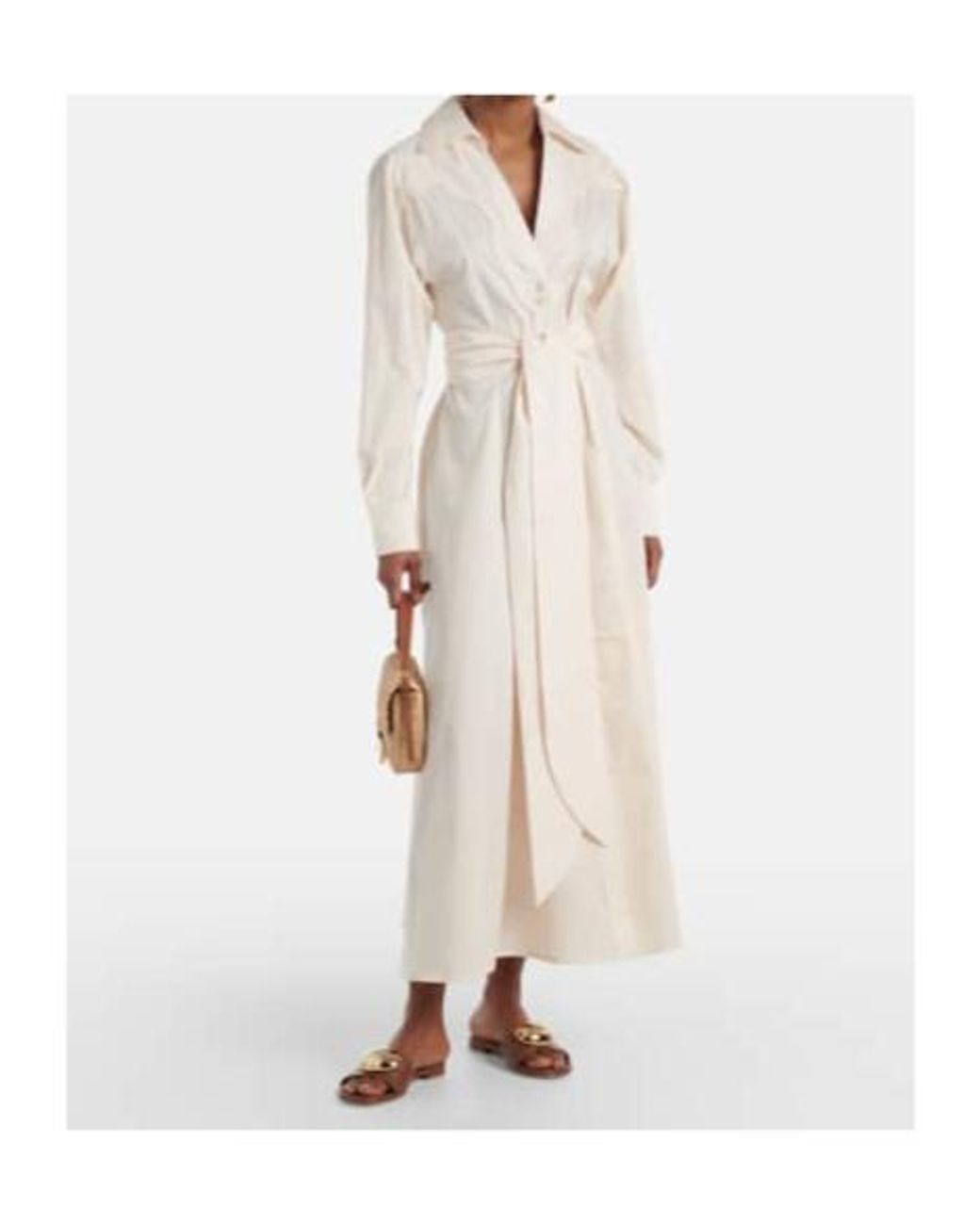 Johanna Ortiz White Vela De Cruz Cotton-Blend Poplin Wrap Dress