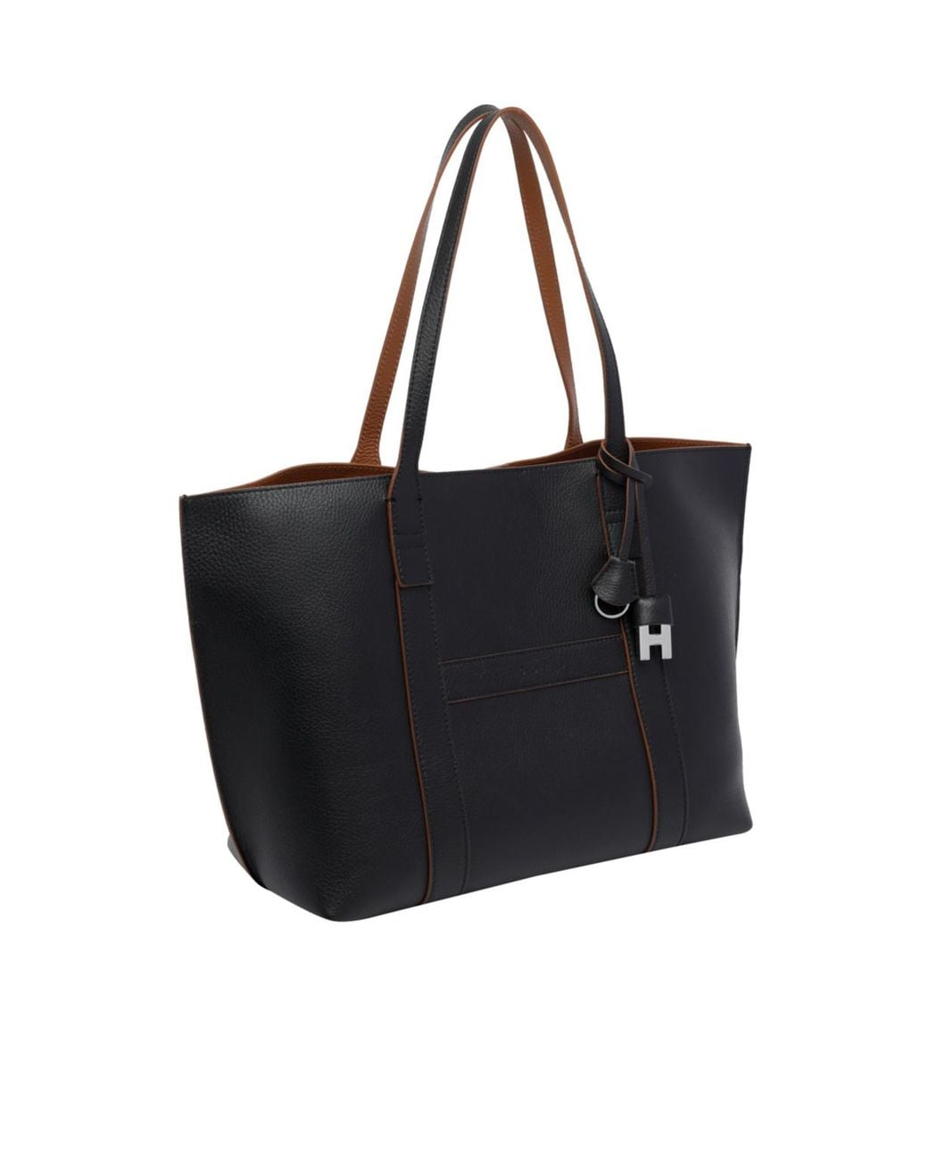 Hogan Black Hanging Accent Script Top Handle Bag