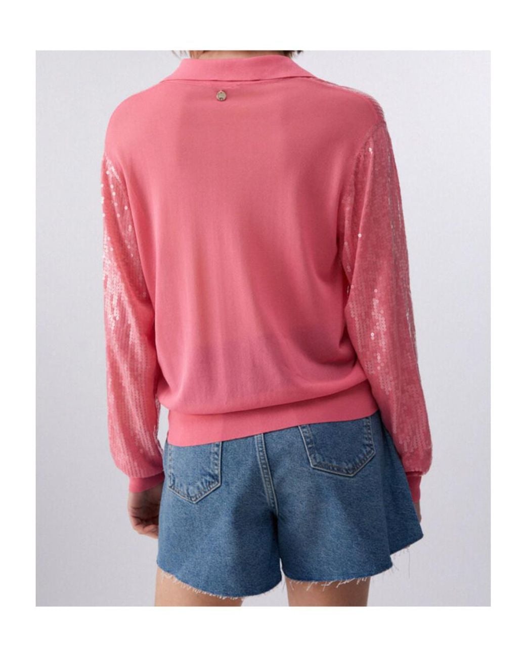 Liu Jo Blue Sequin V-Neck Sweater