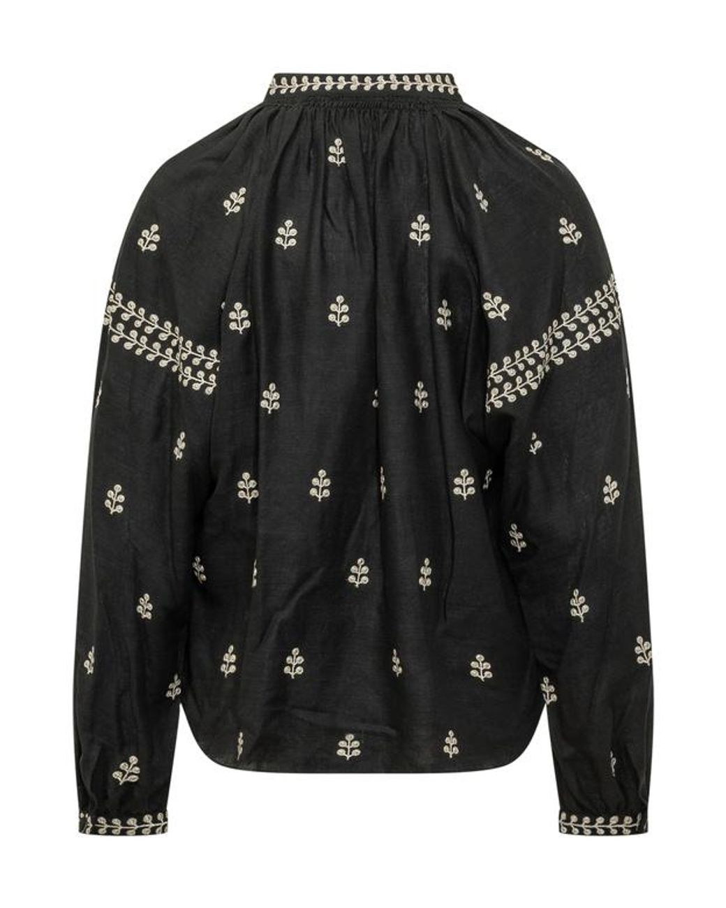 Isabel Marant Black Rodis Leaf Embroidered Tassel Top