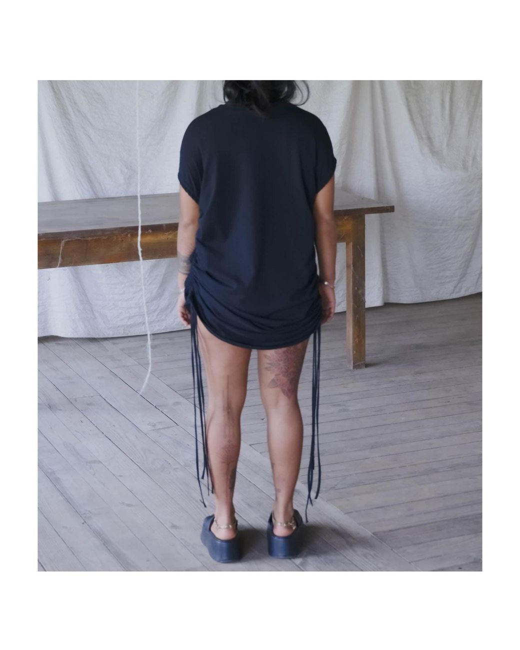 Baserange Black Drawstring Dress