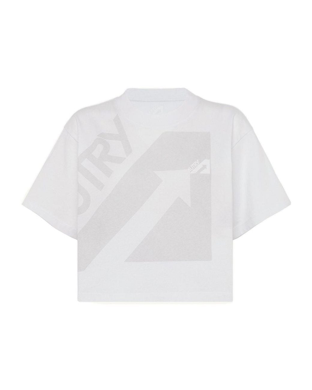 Autry White Logo-Printed Cropped T-Shirt