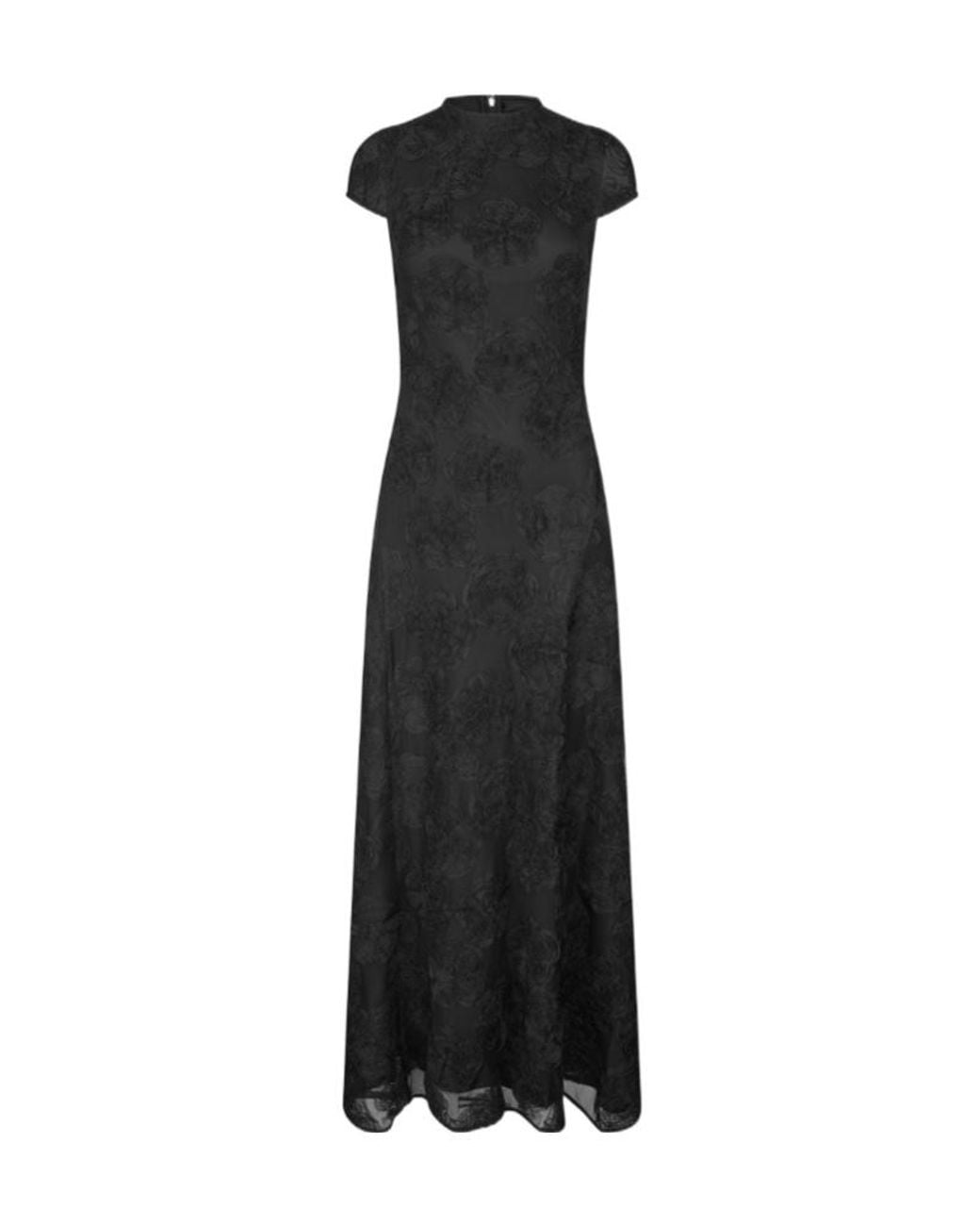 ROTATE BIRGER CHRISTENSEN Black Flower Mesh Maxi Dress