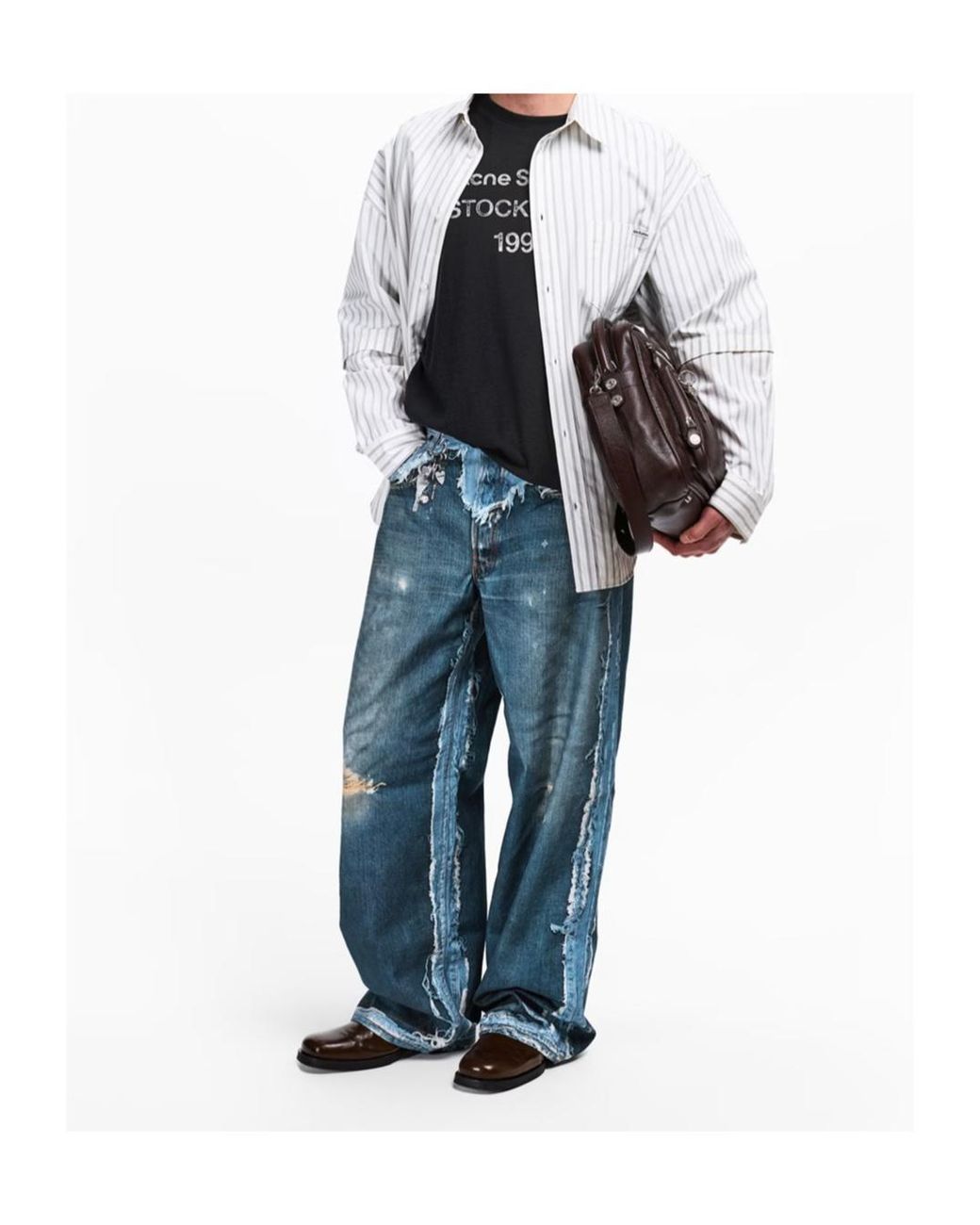 Acne Blue Trompe L'Oeil Jeans for men