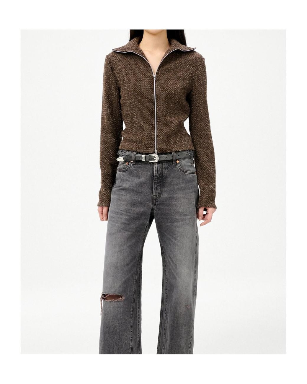 Our Legacy Brown Slim Zip Long-Sleeved Cardigan