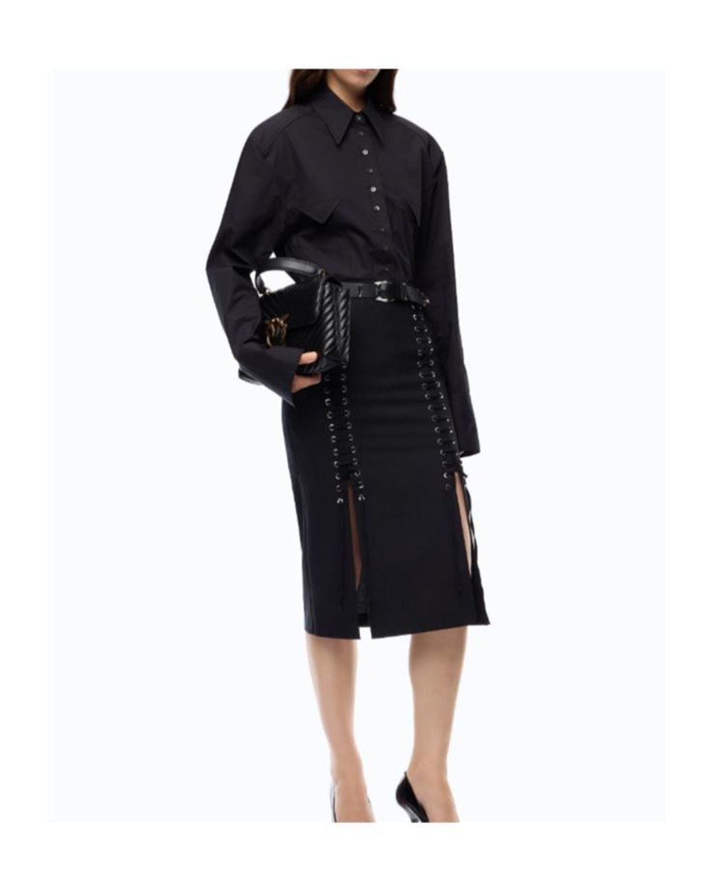 Pinko Black Slim-Fit Drawstring Shirt