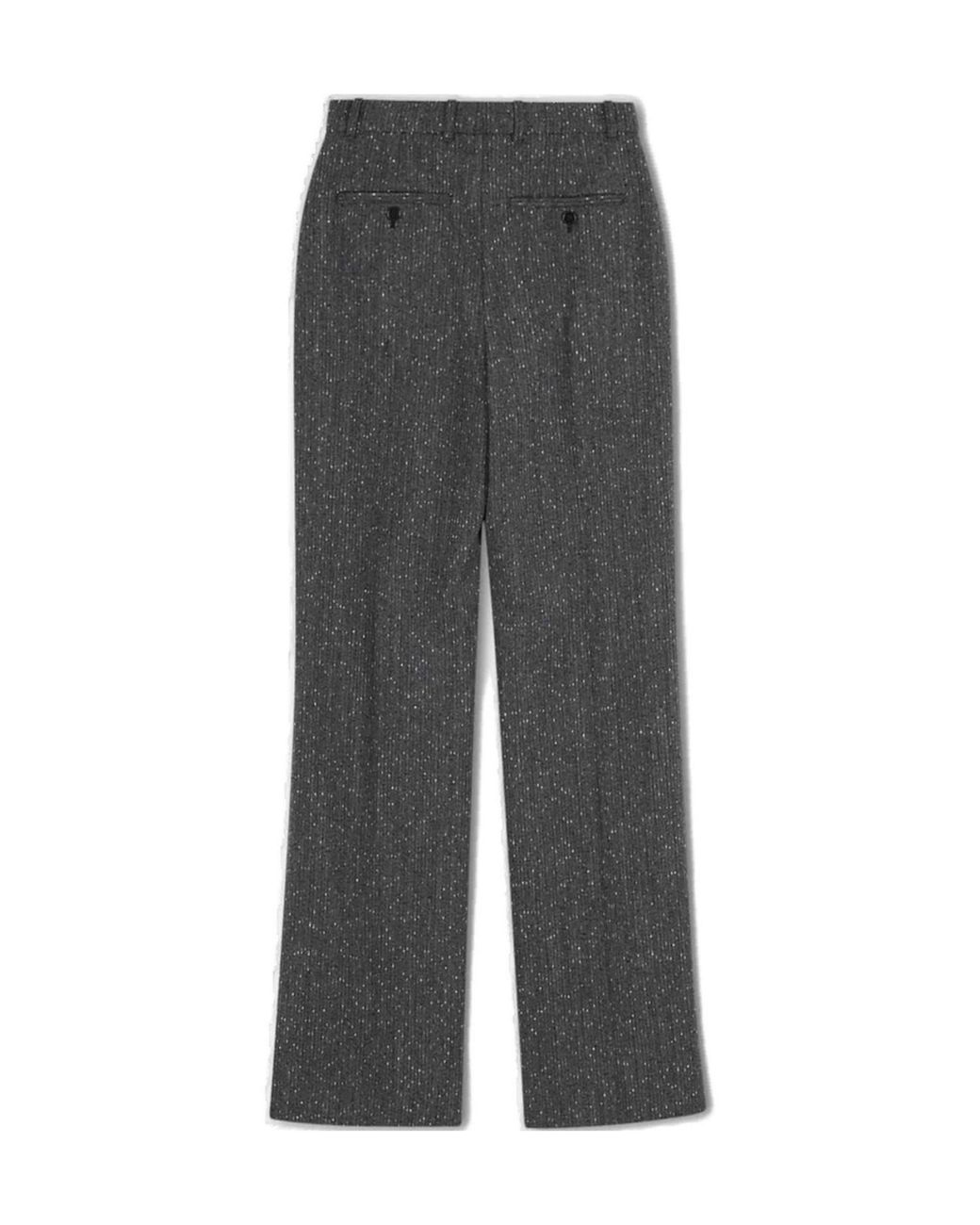McQueen Gray Wide-Leg Glittered Pants