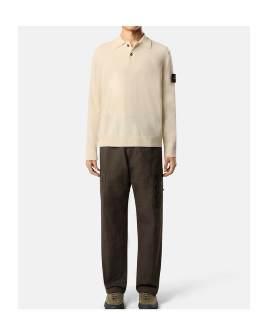 Stone Island Natural Badge Polo Knitted Top for men