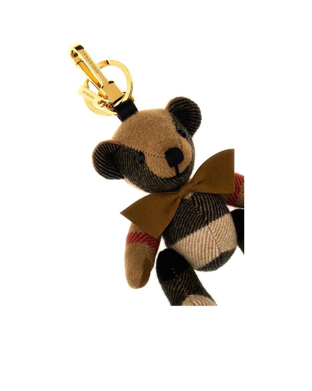 Burberry White Thomas Bear Check Detailed Keyring