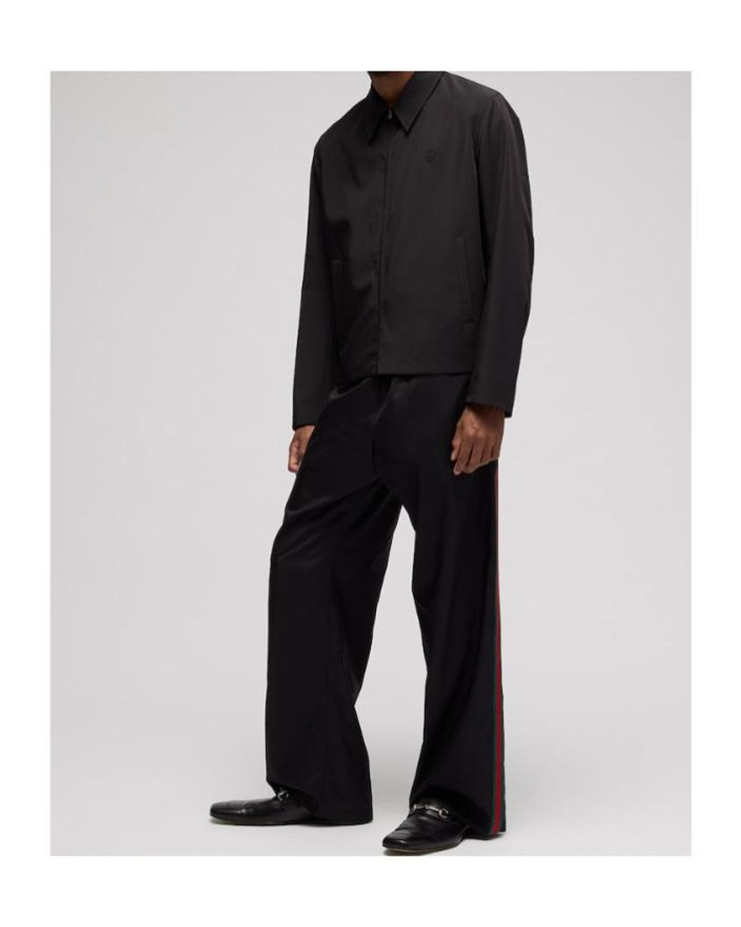 Gucci Black Stretch Polyester Zip Jacket With Embroidery for men