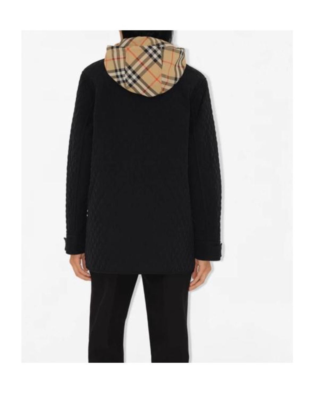 Burberry Black Quilted Check Hood Jacket