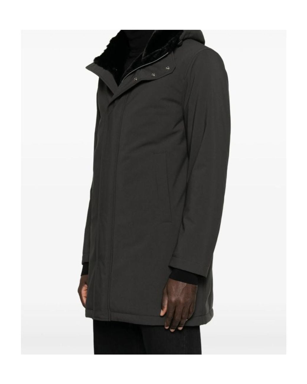 Herno Black Long-Sleeve Hooded Padded Jacket for men