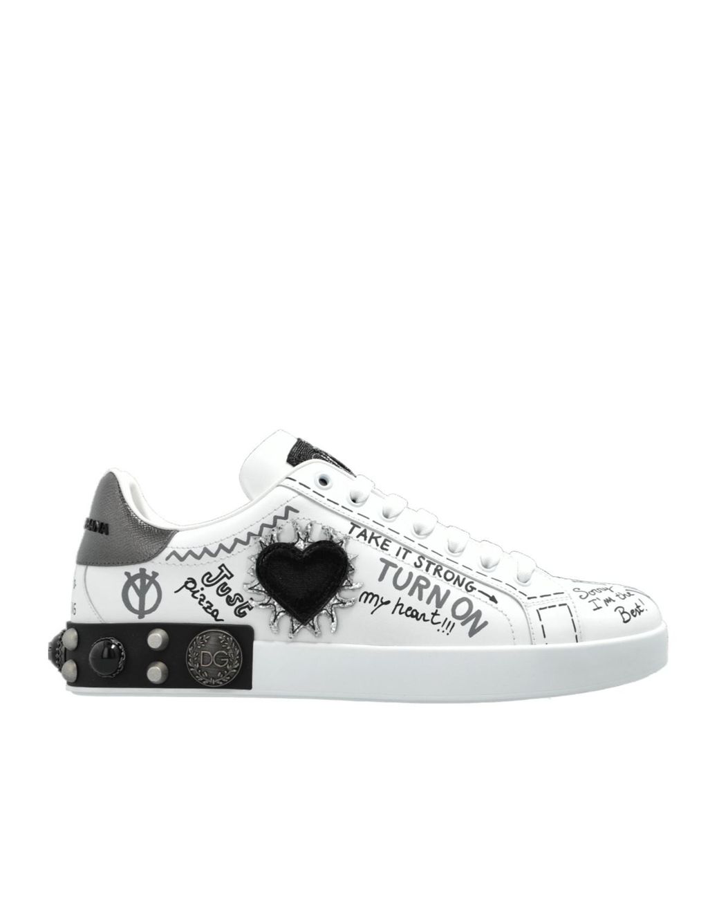 Dolce & Gabbana White Portofino Graffiti Sneakers for men