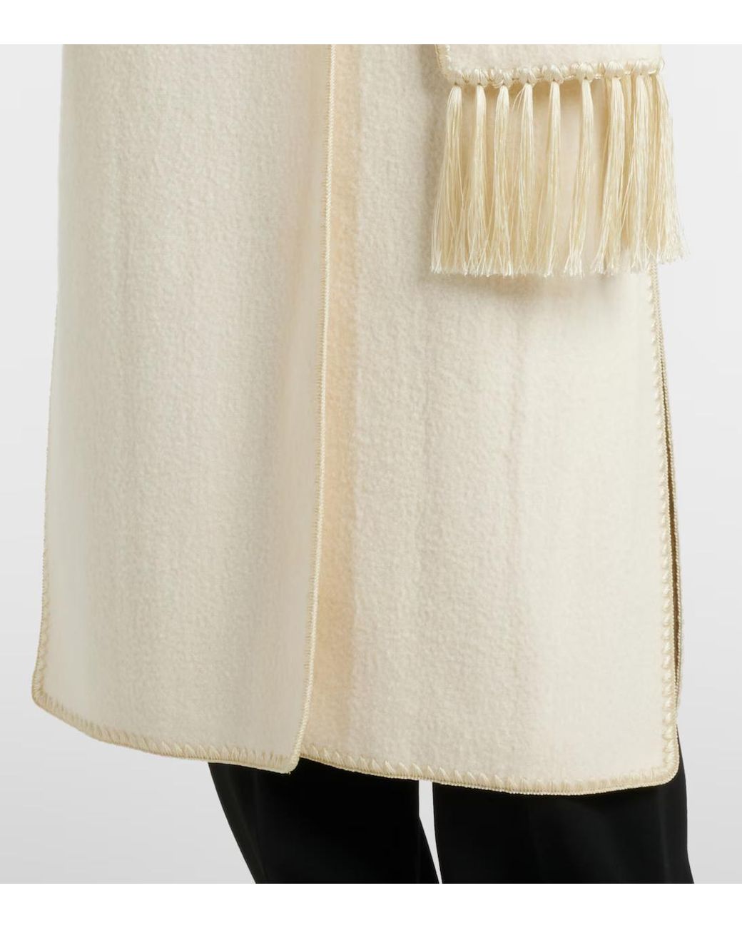 Totême  White Fringed Scarf Coat