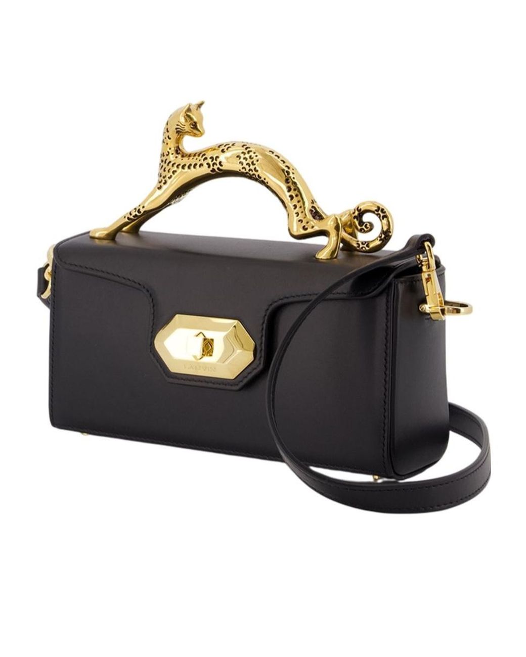 Lanvin Black Pencil Cat Top Handle Shoulder Bag
