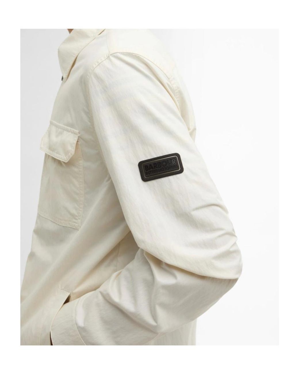 Barbour White Zippered Long-Sleeved Casual Jacket for men